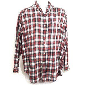 Mens Shirt Ralph Lauren Polo L Large Red White Plaid Dad Flannel Button Pocket